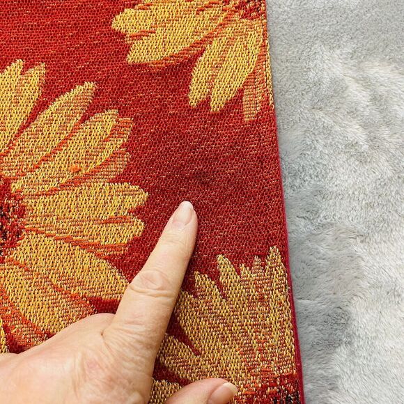 Daisy Woven Tapestry Table Runner 11.5"x72" Red Gold Harvest Fall Autumn Floral - Picture 3 of 4
